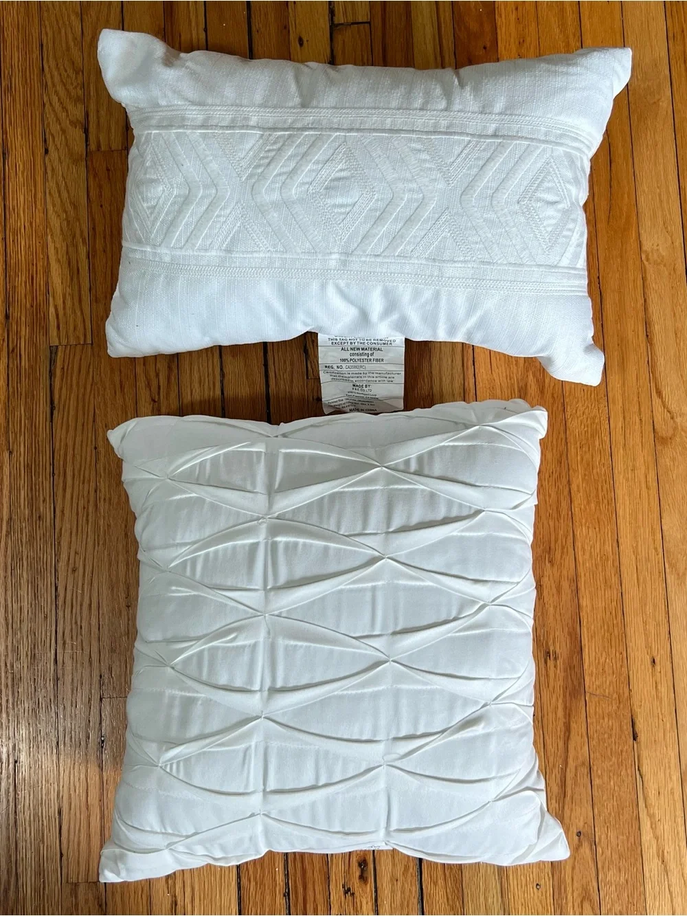 White Decorative Throw Pillow Set - Textured White Accent Pillows